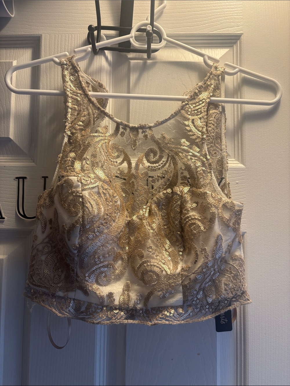 Sequin Hearts Gold Embellished Cropped Tank Top brand new.